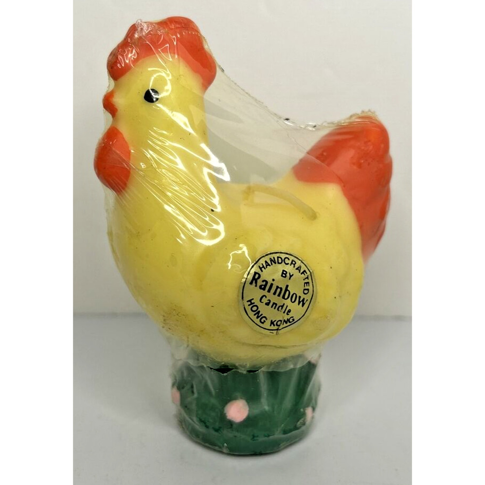 Vintage Rainbow Candle Spring Easter Hen Candle New in Packaging 4" SKU H417
